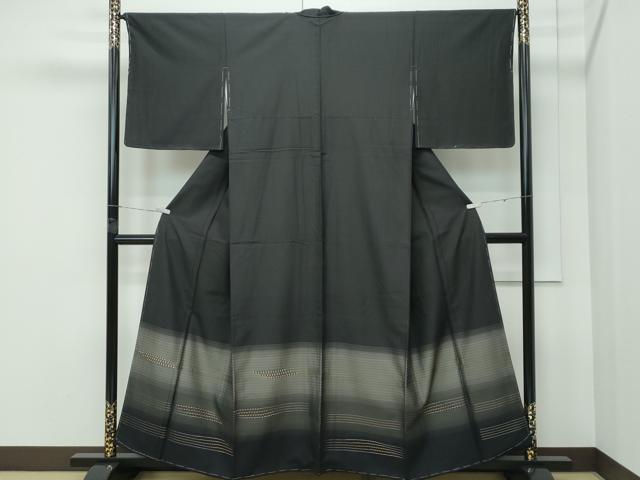 平和屋着物●極上　色留訪問着　紬地　霞文　黒地　金糸　ますいわ屋扱い　逸品　未使用　CZAA5146s6