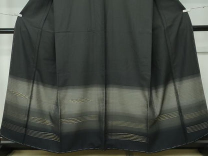 平和屋着物●極上　色留訪問着　紬地　霞文　黒地　金糸　ますいわ屋扱い　逸品　未使用　CZAA5146s6