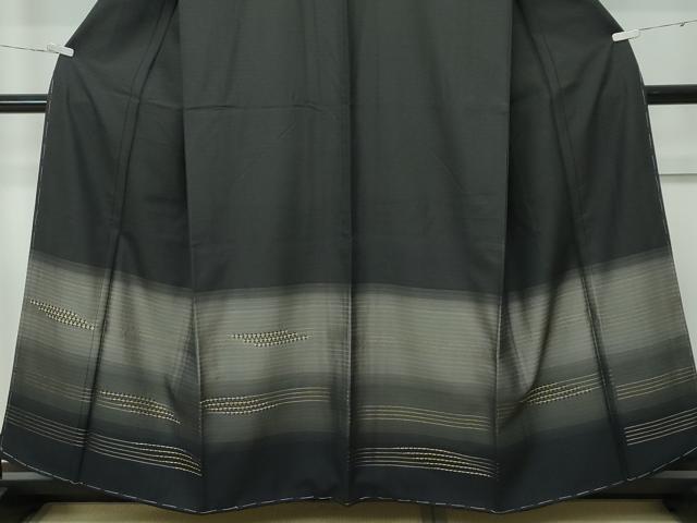 平和屋着物●極上　色留訪問着　紬地　霞文　黒地　金糸　ますいわ屋扱い　逸品　未使用　CZAA5146s6