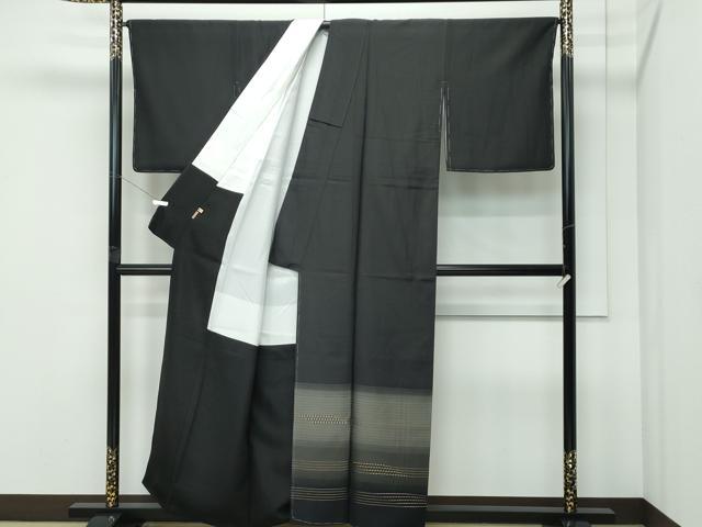 平和屋着物●極上　色留訪問着　紬地　霞文　黒地　金糸　ますいわ屋扱い　逸品　未使用　CZAA5146s6