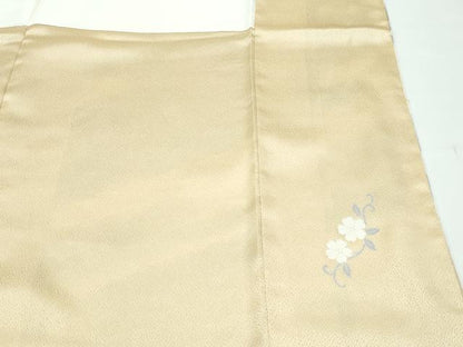 平和屋着物●極上　訪問着　駒刺繍　草花霞文　暈し染め　金彩　蜂蜜色地　逸品　CZAA5148s6