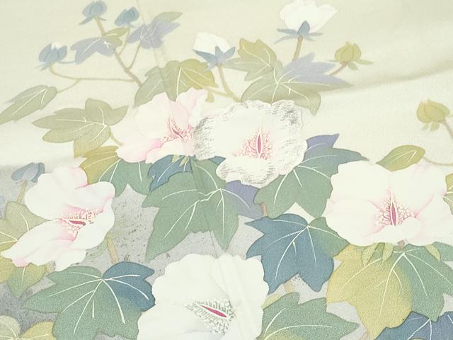 平和屋着物●極上　二代目清次郎　手描き　訪問着　刺繍　草花文　たたき染め　金彩　砥粉色地　逸品　未使用　CZAA5149s6