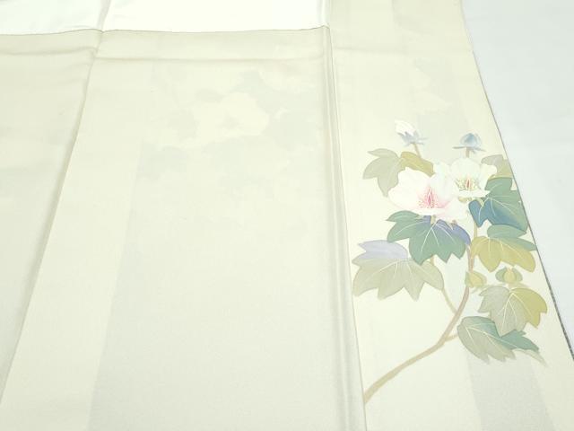 平和屋着物●極上　二代目清次郎　手描き　訪問着　刺繍　草花文　たたき染め　金彩　砥粉色地　逸品　未使用　CZAA5149s6