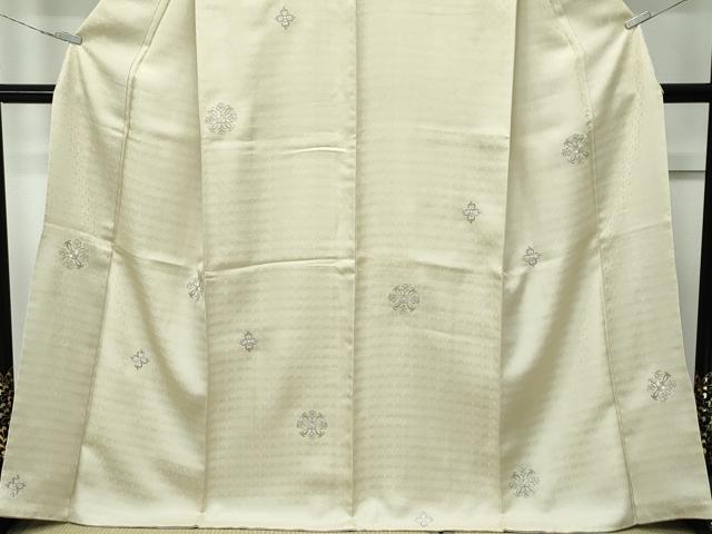 平和屋本店●極上　タッサーシルク　タッサーゴールド　小紋　総刺繍　正倉院花文　金銀糸　砥粉色地　証紙付き　逸品　未使用　CZAA5773s6