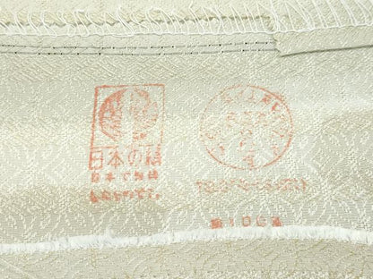 平和屋本店●極上　タッサーシルク　タッサーゴールド　小紋　総刺繍　正倉院花文　金銀糸　砥粉色地　証紙付き　逸品　未使用　CZAA5773s6