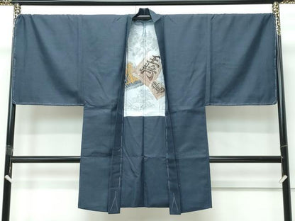 平和屋着物∞極上　男性　長羽織　紬地　100亀甲　羽裏：将棋　逸品　未使用　CZAA5154s6