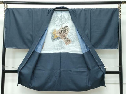 平和屋着物∞極上　男性　長羽織　紬地　100亀甲　羽裏：将棋　逸品　未使用　CZAA5154s6