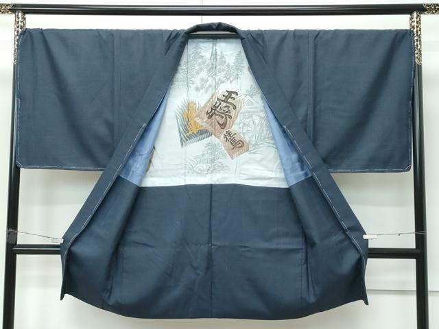 平和屋着物∞極上　男性　長羽織　紬地　100亀甲　羽裏：将棋　逸品　未使用　CZAA5154s6