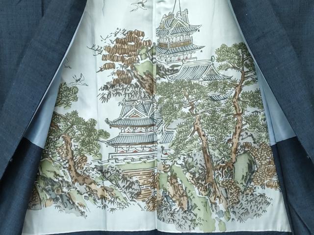 平和屋着物∞極上　男性　長羽織　紬地　霞文　逸品　CZAA5155s6