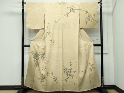 平和屋着物●極上　野澤光秀　あずみ野　生草木染　訪問着　藤花房　暈し染め　枯色地　反端付き　逸品　未使用　CZAA5161s6