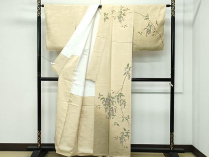平和屋着物●極上　野澤光秀　あずみ野　生草木染　訪問着　藤花房　暈し染め　枯色地　反端付き　逸品　未使用　CZAA5161s6