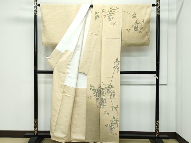 平和屋着物●極上　野澤光秀　あずみ野　生草木染　訪問着　藤花房　暈し染め　枯色地　反端付き　逸品　未使用　CZAA5161s6