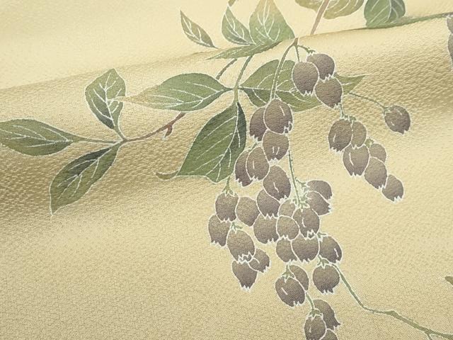 平和屋着物●極上　野澤光秀　あずみ野　生草木染　訪問着　藤花房　暈し染め　枯色地　反端付き　逸品　未使用　CZAA5161s6