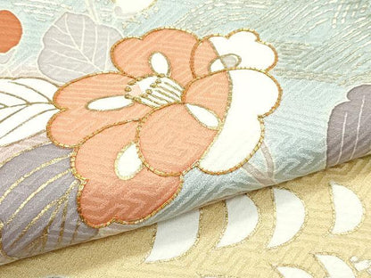 平和屋本店●極上　創業460年・千總　訪問着　駒刺繍　亀甲草花文　暈し染め　金彩　雄黄色地　逸品　CZAA5165s6