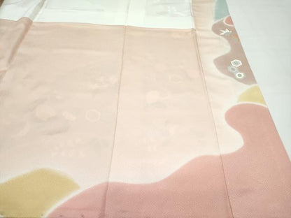 平和屋本店●極上　創業460年・千總　訪問着　駒刺繍　亀甲草花文　暈し染め　金彩　雄黄色地　逸品　CZAA5165s6