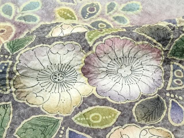 平和屋着物●極上　訪問着　辻が花　絞り　暈し染め　金通し地　灰青色地　逸品　未使用　CZAA5166s6