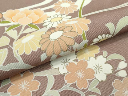 平和屋本店●極上　創業460年・千總　訪問着　刺繍　流水草花文　金彩　柴染色地　逸品　CZAA5168s6