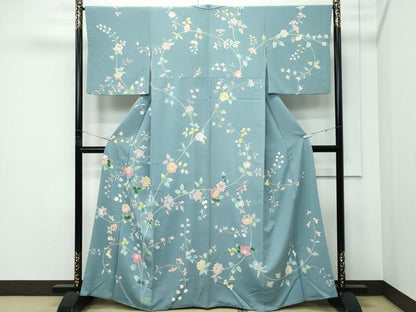 平和屋着物●極上　訪問着　友禅　枝花文　千草色地　逸品　未使用　CZAA5170s6