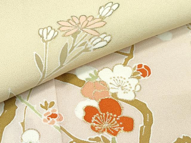 平和屋本店●極上　創業460年・千總　訪問着　刺繍　草花文　蛍暈し　金彩　ブロンド色地　逸品　CZAA5173s6