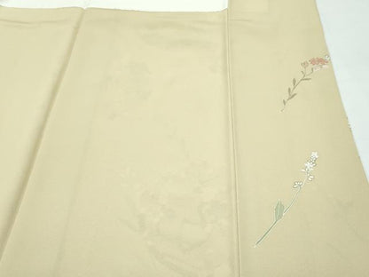 平和屋本店●極上　創業460年・千總　訪問着　刺繍　草花文　蛍暈し　金彩　ブロンド色地　逸品　CZAA5173s6