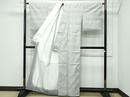平和屋着物●極上　お召　幾何学文様　逸品　CZAA5174s6