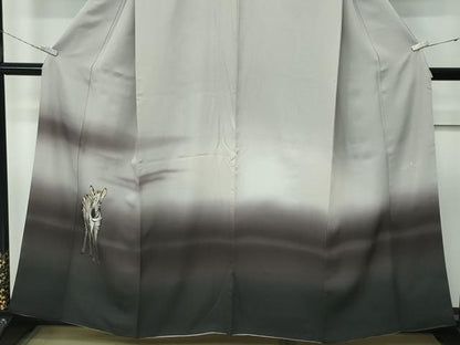 平和屋本店●極上　訪問着　作家物　手描き　シマウマ　暈し染め　灰汁色地　逸品　CZAA5175s6