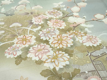 平和屋着物●極上　訪問着　駒刺繍　風景草花文　暈し染め　金彩　逸品　CZAA5176s6