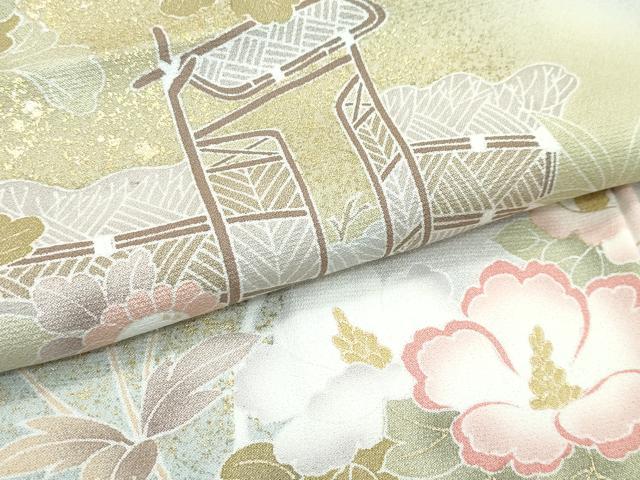 平和屋着物●極上　訪問着　駒刺繍　風景草花文　暈し染め　金彩　逸品　CZAA5176s6