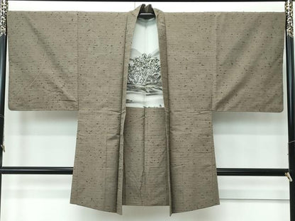 平和屋着物∞極上　男性　長羽織　髭紬地　灰汁色地　逸品　CZAA5181s6