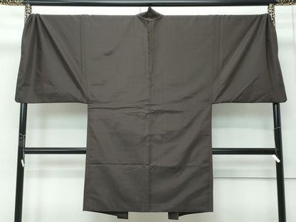 平和屋着物∞極上　男性　キングサイズ　長羽織　紬地　涅色　逸品　CZAA5182s6