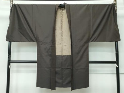 平和屋着物∞極上　男性　キングサイズ　長羽織　紬地　涅色　逸品　CZAA5182s6