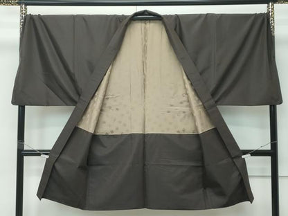平和屋着物∞極上　男性　キングサイズ　長羽織　紬地　涅色　逸品　CZAA5182s6