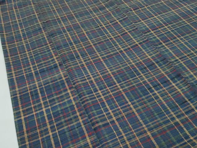 平和屋本店●極上　郡上紬　草木染　格子柄　逸品　CZAA5188s6
