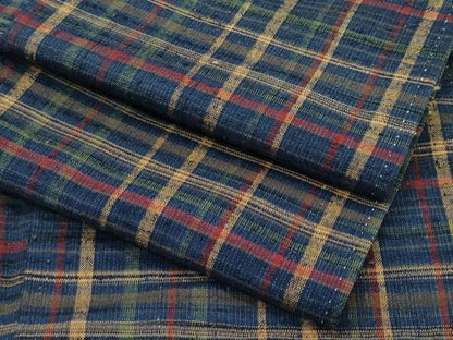 平和屋本店●極上　郡上紬　草木染　格子柄　逸品　CZAA5188s6