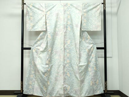 平和屋本店●極上　本場大島紬　白大島　９マルキ　バラ　薔薇　逸品　未使用　CZAA5189s6