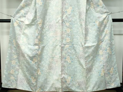 平和屋本店●極上　本場大島紬　白大島　９マルキ　バラ　薔薇　逸品　未使用　CZAA5189s6