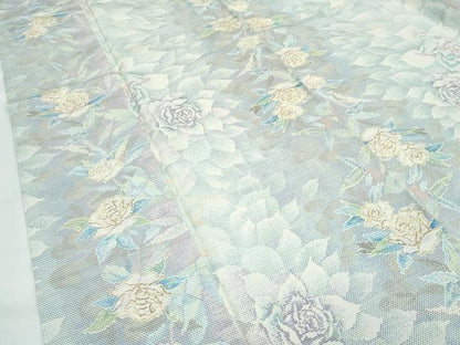 平和屋本店●極上　本場大島紬　白大島　９マルキ　バラ　薔薇　逸品　未使用　CZAA5189s6
