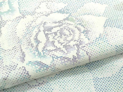 平和屋本店●極上　本場大島紬　白大島　９マルキ　バラ　薔薇　逸品　未使用　CZAA5189s6