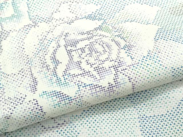 平和屋本店●極上　本場大島紬　白大島　９マルキ　バラ　薔薇　逸品　未使用　CZAA5189s6
