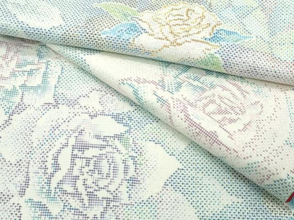 平和屋本店●極上　本場大島紬　白大島　９マルキ　バラ　薔薇　逸品　未使用　CZAA5189s6