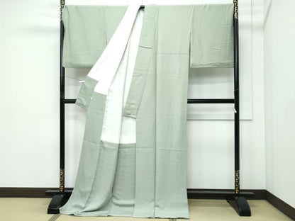 平和屋着物●極上　色無地　柳茶色　氷割地紋　トールサイズ　逸品　CZAA5193s6