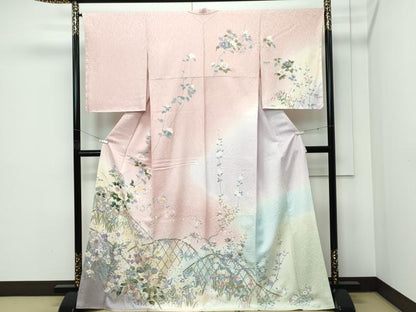 平和屋本店●極上　訪問着　籬草花文　暈し染め　金彩　逸品　未使用　CZAA5196s6