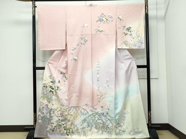 平和屋本店●極上　訪問着　籬草花文　暈し染め　金彩　逸品　未使用　CZAA5196s6