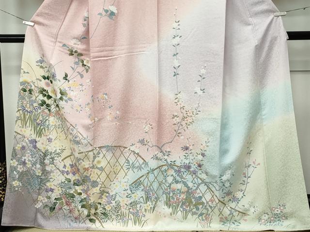 平和屋本店●極上　訪問着　籬草花文　暈し染め　金彩　逸品　未使用　CZAA5196s6