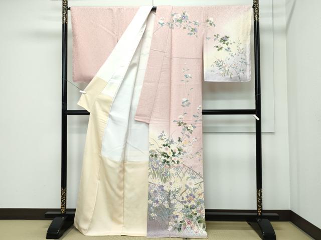 平和屋本店●極上　訪問着　籬草花文　暈し染め　金彩　逸品　未使用　CZAA5196s6
