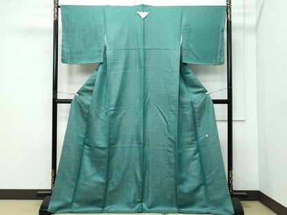 平和屋本店●最高級　久保田一竹　幻の辻が花　色無地　木賊色　金通し地　上代81万　証紙・略歴書付き　逸品　CZAA5198s6