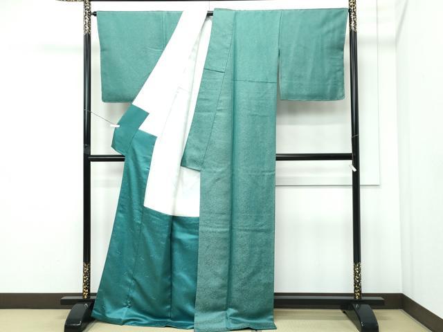 平和屋本店●最高級　久保田一竹　幻の辻が花　色無地　木賊色　金通し地　上代81万　証紙・略歴書付き　逸品　CZAA5198s6