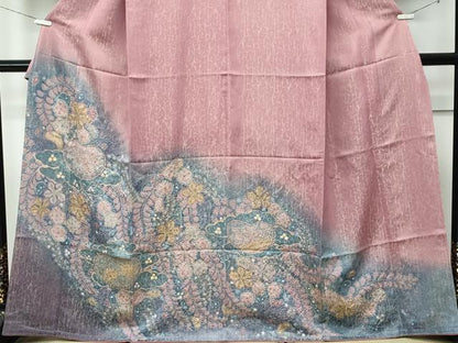 平和屋着物●極上　訪問着　辻が花　暈し染め　金通し地　蘇芳香色地　逸品　未使用　CZAA5199s6