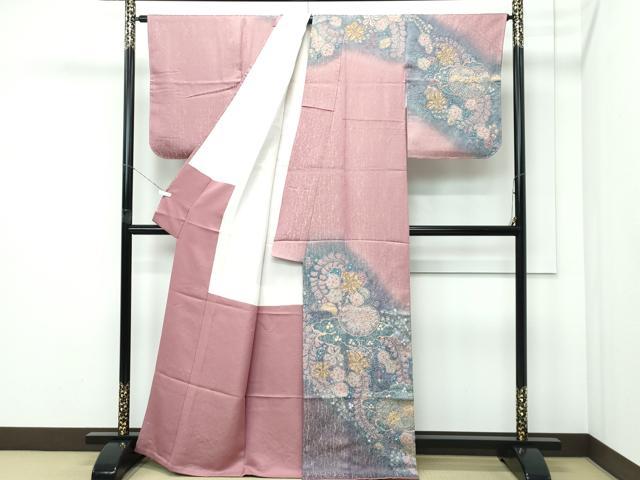 平和屋着物●極上　訪問着　辻が花　暈し染め　金通し地　蘇芳香色地　逸品　未使用　CZAA5199s6