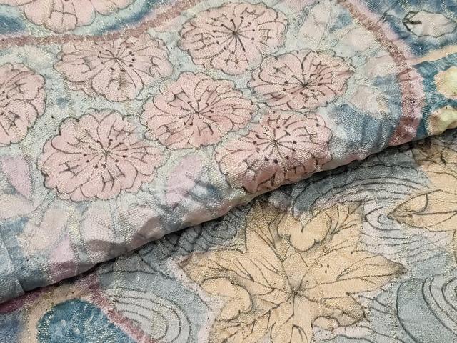 平和屋着物●極上　訪問着　辻が花　暈し染め　金通し地　蘇芳香色地　逸品　未使用　CZAA5199s6
